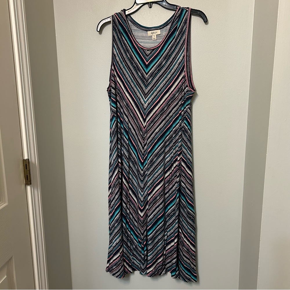 Style & Co. Women’s Plus Size 1X Stripe Sleeveless Dress Soft Knit Multicolor